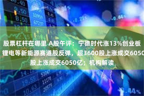 股票杠杆在哪里 A股午评:宁德时代涨13%创业板指大涨超3%,锂电等新能源赛道股反弹,超3600股上涨成交6050亿;机构解读