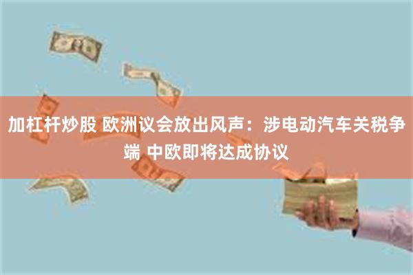 加杠杆炒股 欧洲议会放出风声:涉电动汽车关税争端 中欧即将达成协议