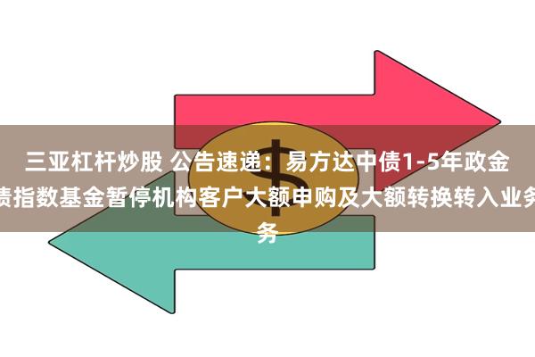三亚杠杆炒股 公告速递:易方达中债1-5年政金债指数基金暂停机构客户大额申购及大额转换转入业务