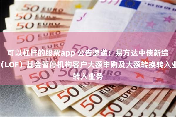 可以杠杆的股票app 公告速递:易方达中债新综指(LOF)基金暂停机构客户大额申购及大额转换转入业务